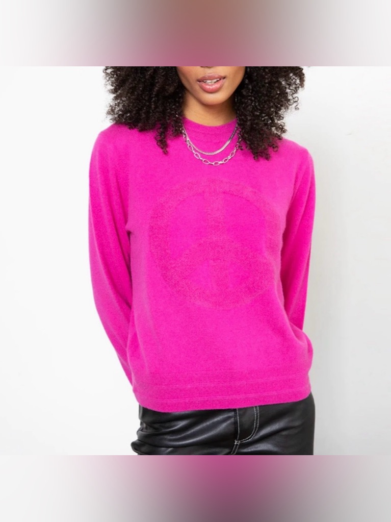 New 27 Miles Malibu Vinton Cashmere Sweater In Fuschia, Size Xs